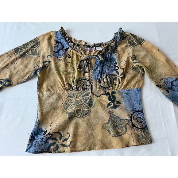 VTG Y2K Millenium top size medium flare sleeve 100% cotton - Picture 4 of 7